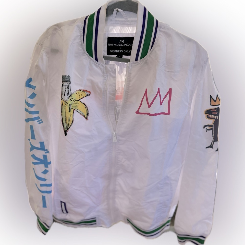 Jean Michel Basquiat and Members Only Jacket.
Large.
Hardly used; like new.